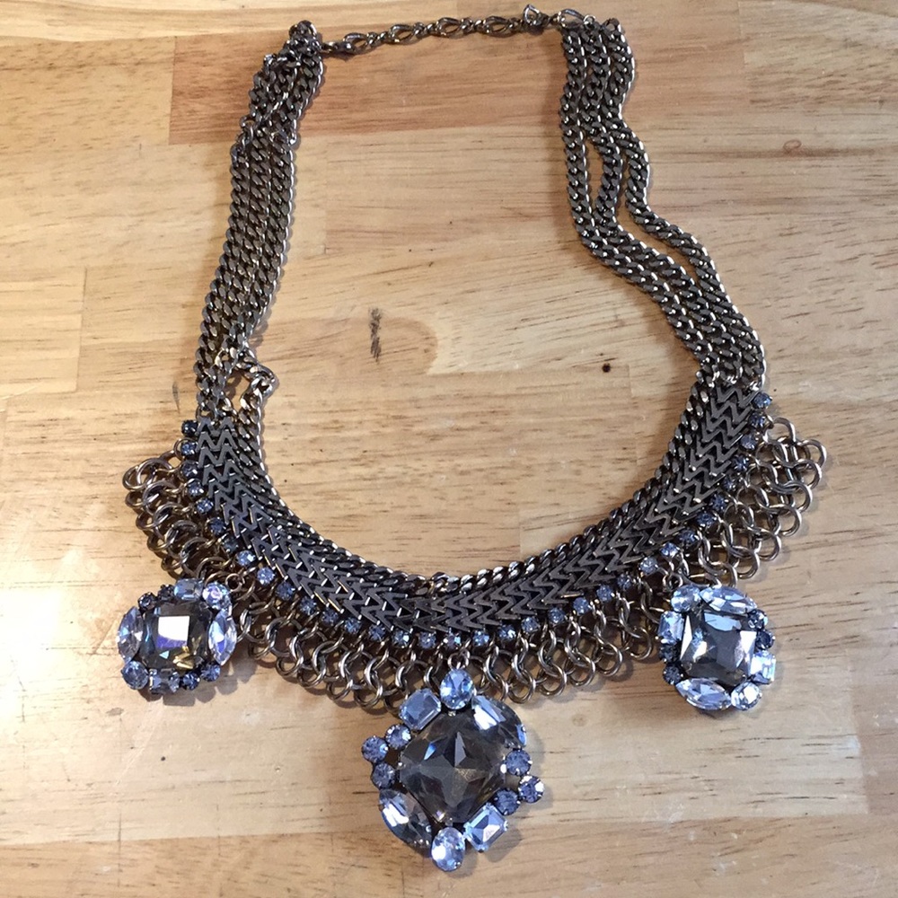 Large Diamond Gold Tone Necklace